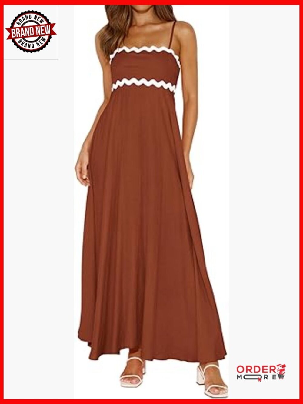 Spaghetti Strap Maxi Dress Sleeveless Smocked Boho A Line Long Flowy Sundress